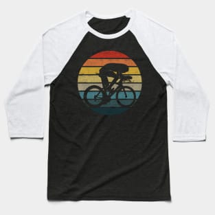 Bicyclist Silhouette On A Distressed Retro Sunset product Baseball T-Shirt